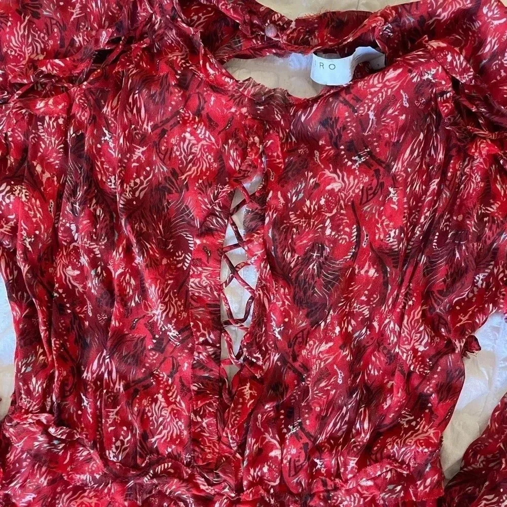 IRO Darling red printed  ruffle mini dress - Picture 6 of 12